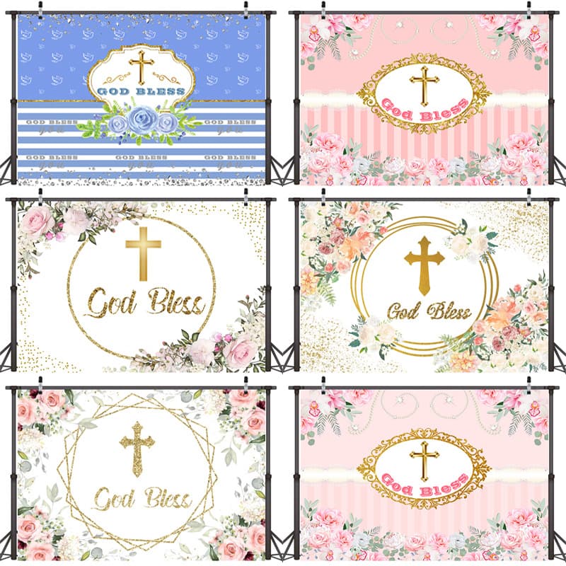 Communion Baptism Background Cloth Floral Banner Baby Shower Peace Bird Party Supplies Shooting Gifting Decoration