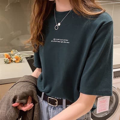 Short Sleeve T-Shirt for Women 2025 Summer New Korean Loose Print Round Neck Top Half Sleeve Tee Undershirt Ins Fashion