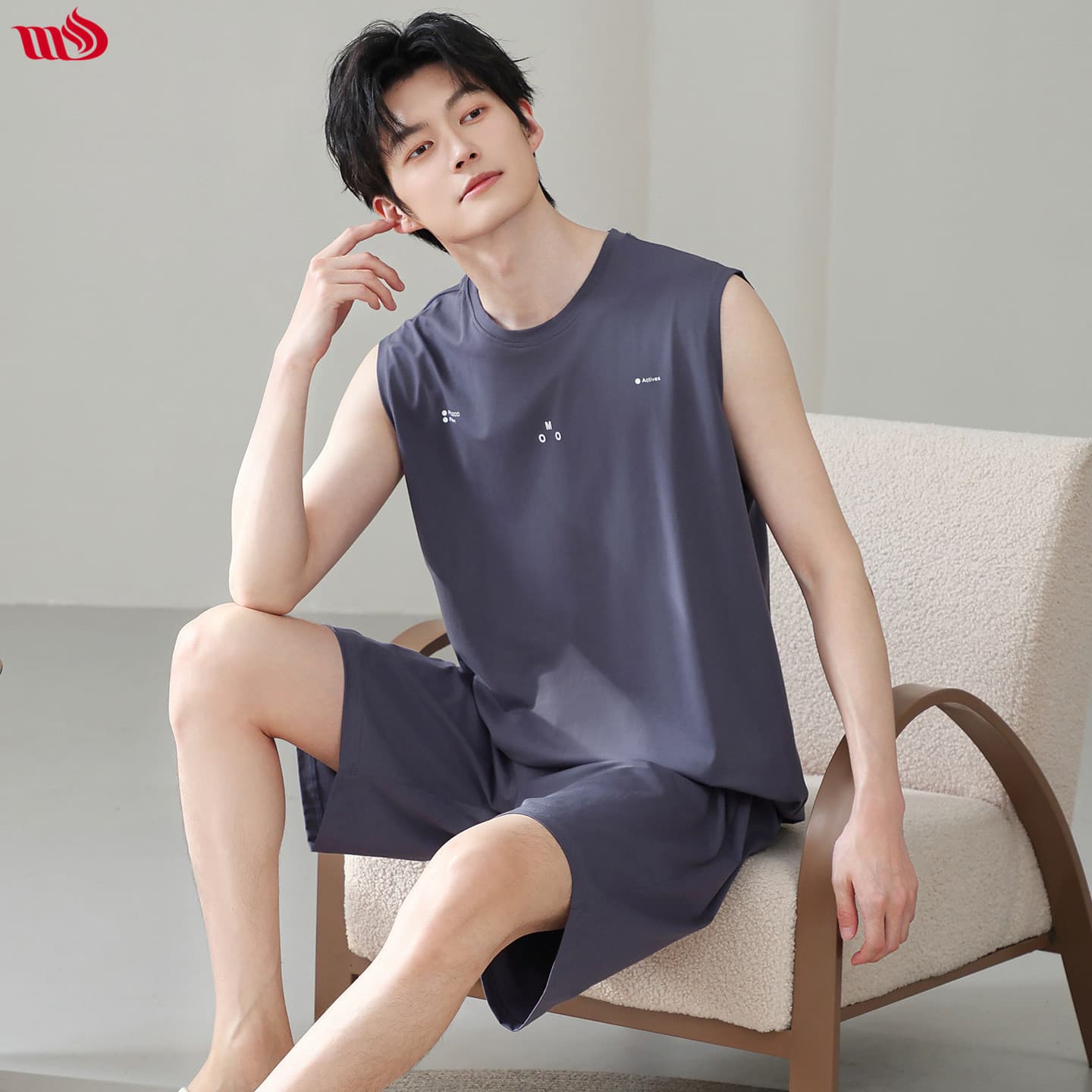 Mulong Shijia Men's Vest Shorts Pajamas, Lycra Cotton Cool Summer Wearable Outdoors, Sporty Casual Thin Set