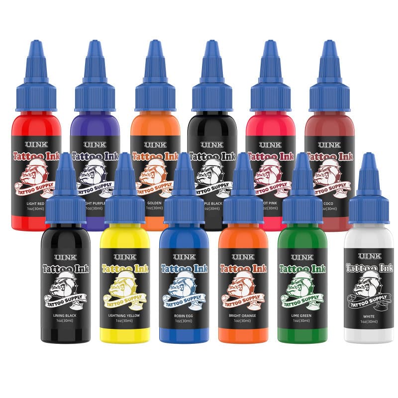 Cross-border new UINK tattoo ink 30ml (1OZ) tattoo pigment 12 color set easy to color ink