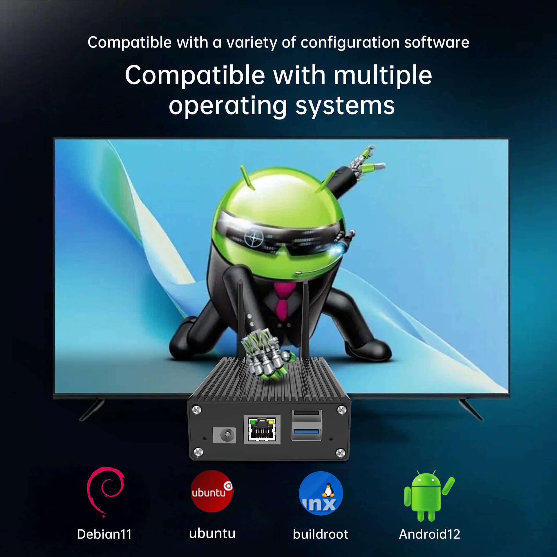 2025 New Digital Computer Industrial Control Gaming Host HD 8-Core Smart Mini Bluetooth Network Player
