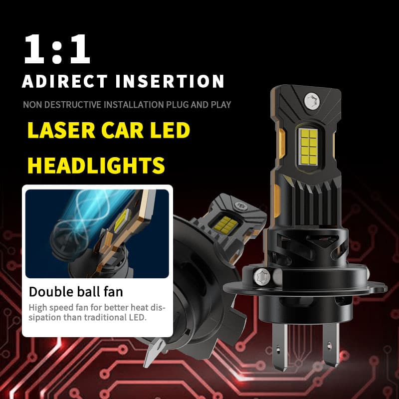 Cross-Border New Model M9 Direct Plug-In H7 Headlight 1:1 High and Low Beam Front Light with Non-Destructive Installation and Built-In Decoding Car Light Bulb