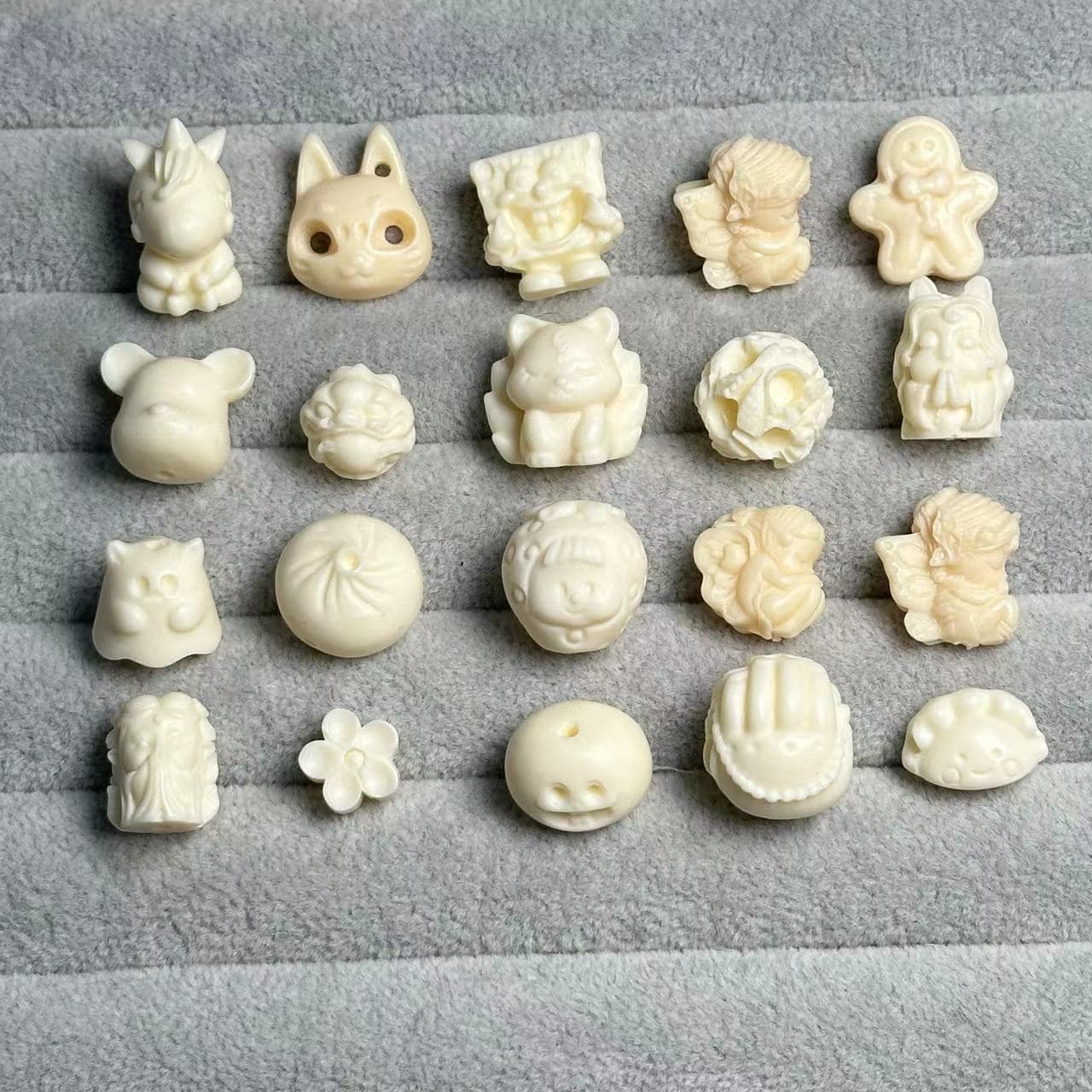 Ivory Nut Nine-Tailed Fox, SpongeBob SquarePants, Small Flower, Little Bear Accessories DIY Buddhist Bead Ornament Accessories Spacer Beads