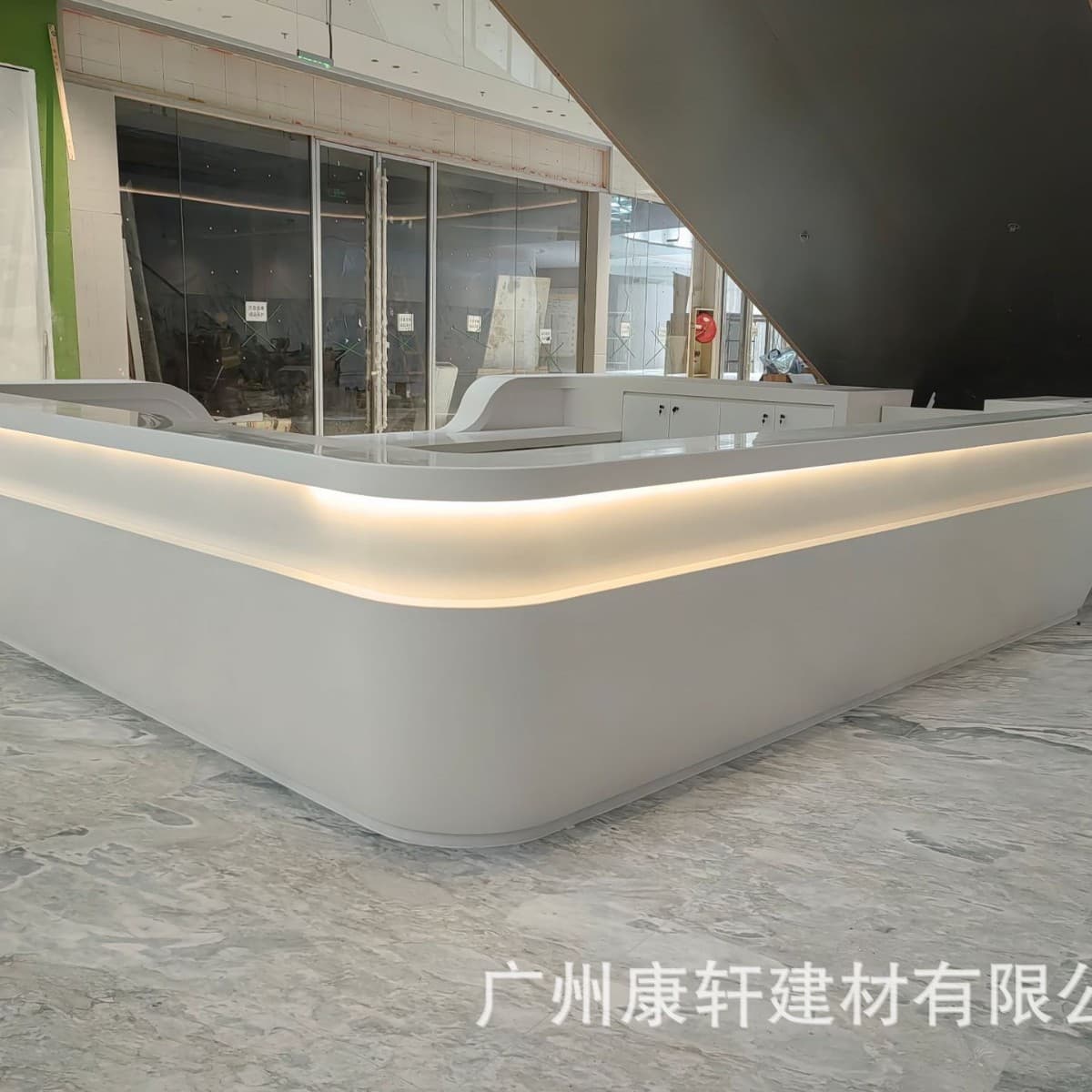 Source factory front desk acrylic reception desk, rounded information desk, elegant artificial stone cashier counter, service counter, wine