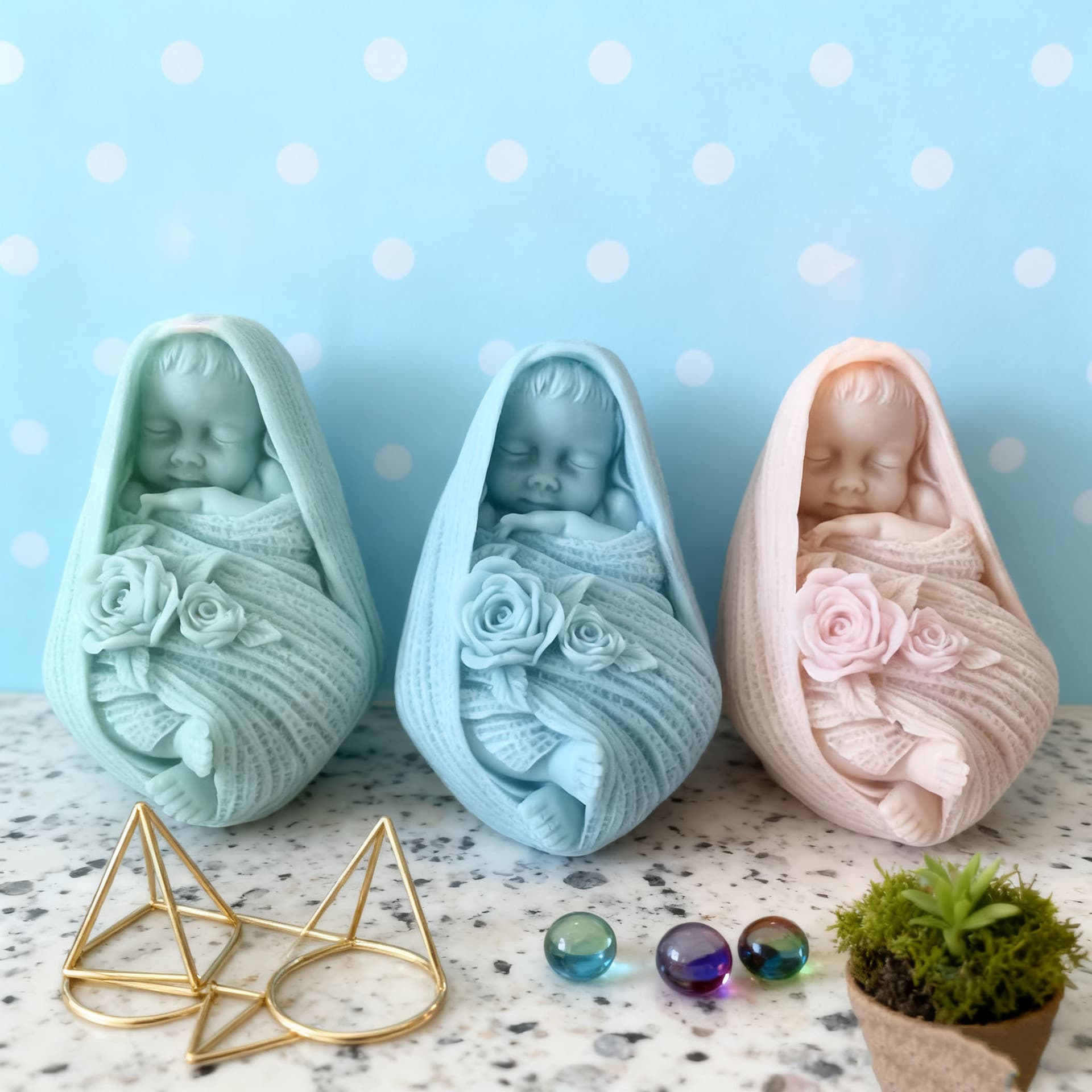 Mother's Day Sleeping Baby Swaddle Candle Silicone Mold DIY Baby Shape Plaster Craft Ornament Mold
