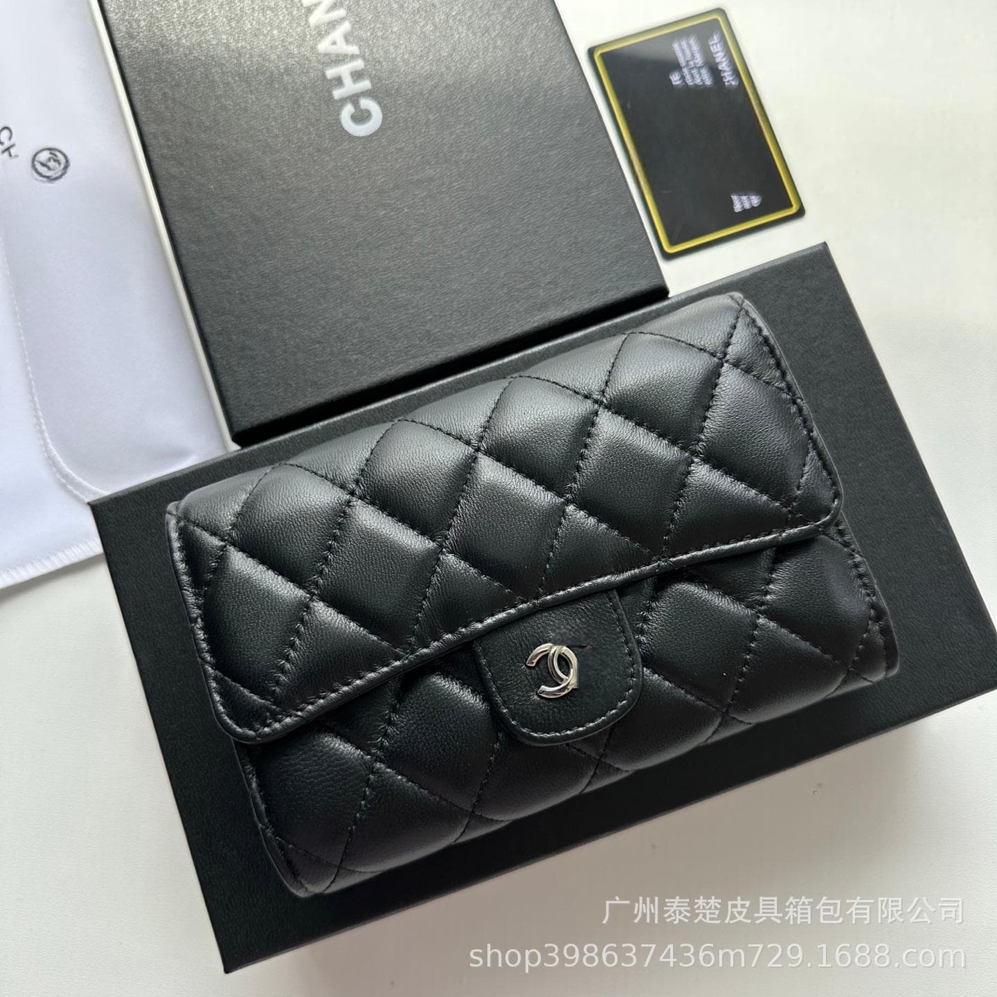 2025 New Chanel-Style Diamond Quilted Genuine Leather Wallet for Women, Premium Three-Fold Card Holder, Fashionable Coin Purse with Gift Box