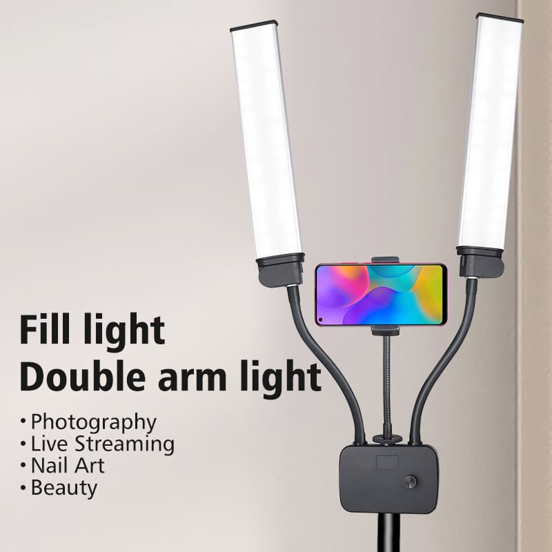 Cross-border Foldable Anchor Light with Remote Control, 3-Color Temperature LED Photography 45W Dual Arm Live Fill Light