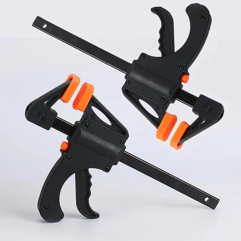 Factory wholesale woodworking quick-adjustable F-clamp nylon tool clip with reverse support and fixing clip, multi-functional F-clamp woodworking clip