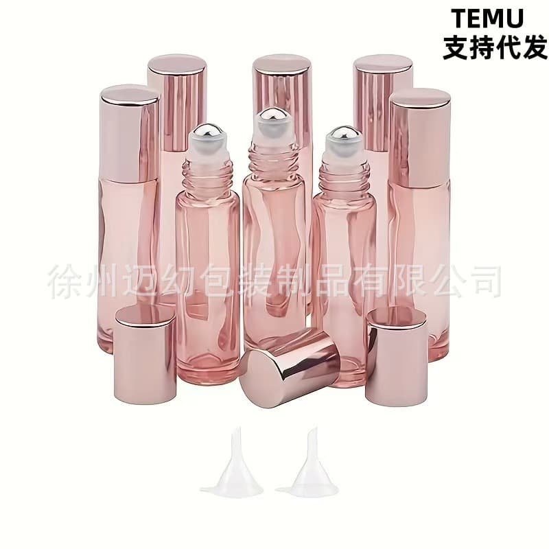 Manufacturer wholesale rose gold lid 5ml/10ml transparent powder roller ball glass bottle sub-bottle roller ball bottle rolling ball perfume bottle