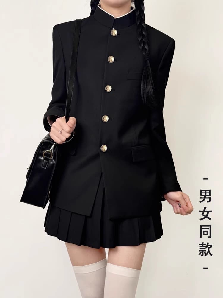 Japanese School Style DK Stand Collar Zhongshan Suit Set Unisex Neutral Style Cool JK Gakuran Uniform Suit Jacket Men