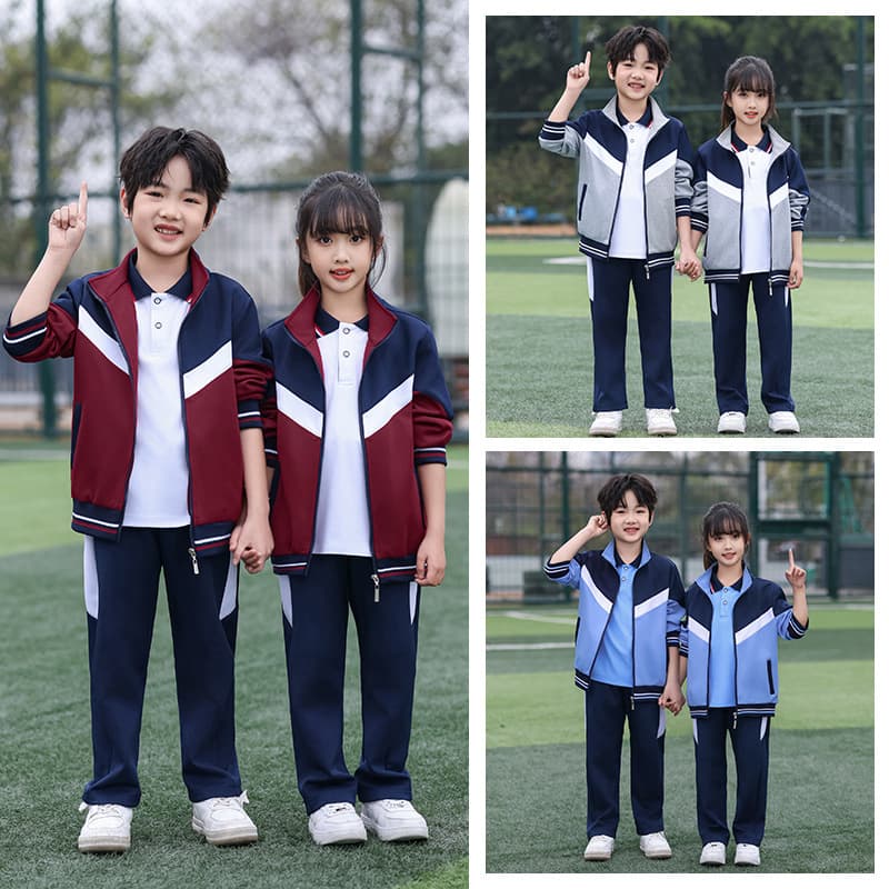2025 New Arrival Primary and Middle School Uniform Spring and Autumn Three-Piece Set Preppy Style Kids Class Uniform Sporty Suit