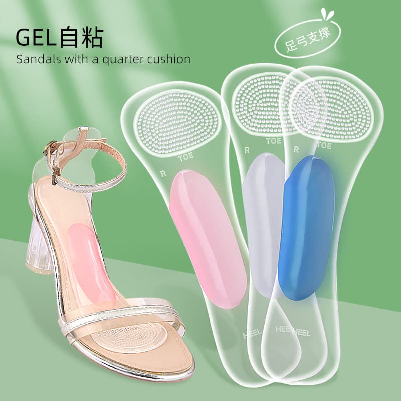 Bilateral Arch 3/4 Cushion High Heel Pad for Women's Shoes, Elastic Soft Arch Support Shock-Absorbing Massage Pad, Transparent Foot Arch Pad
