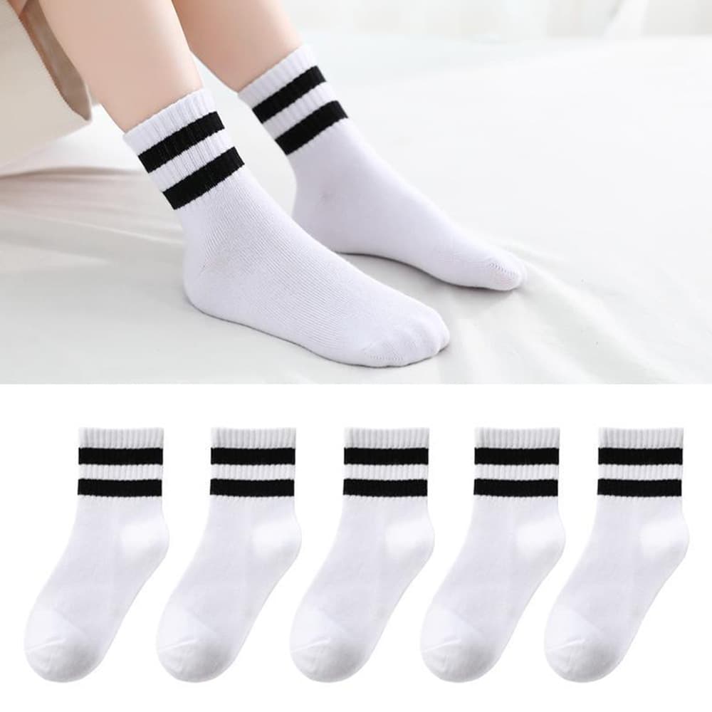 Kids Socks Girls Zhuji White Sports Short Socks Wholesale Spring Autumn Moisture-Wicking Mid-Calf Socks Boys Student White Socks