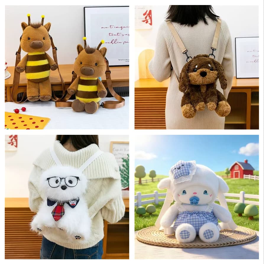 Nanny Sleepy Lamb Doll Pacifier Lamb Doll Bag Cute Plush Toy Bag Little Girl Plush Backpack