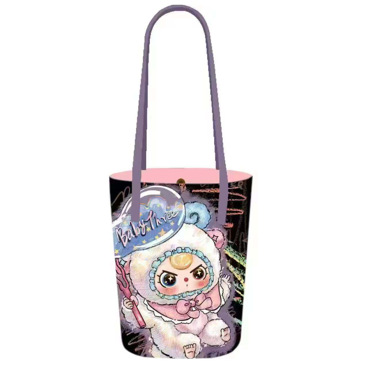 Wholesale Three-Year-Old Fabric Small Bucket Bag, Blind Box Cute Mini Crossbody Bag with Cut-out Design and Handles