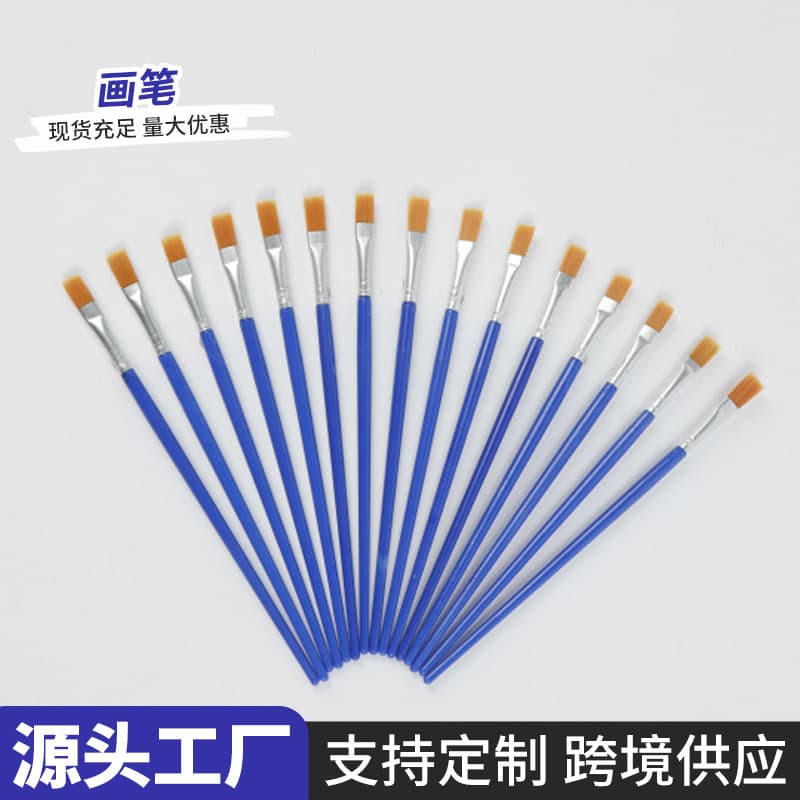 Nylon Acrylic Paint Brush Plastic Handle Digital Oil Painting Brush Fine Tip Liner Brush Flat Head Single Brush for Gouache Watercolor