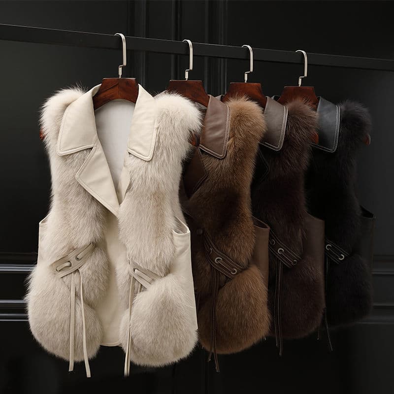 Fur Vest Short Jacket 2025 Autumn/Winter New Style Patchwork Faux Fox Fur Sleeveless Vest Fashion Youthful Design