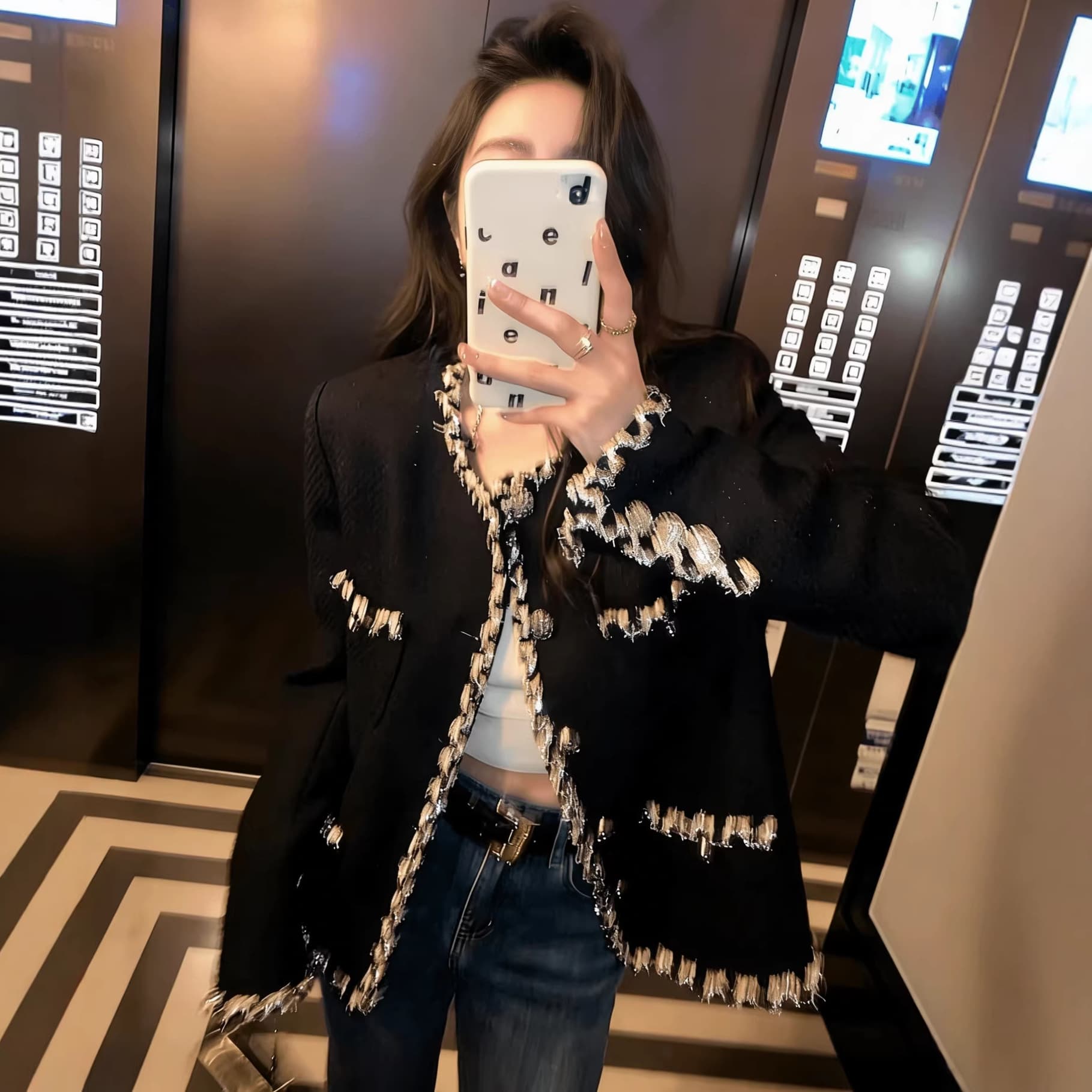 2026 New Design Woven Gold Thread Woolen Chic Short Jacket for Women, Light Luxury Single-Breasted Tweed Blazer