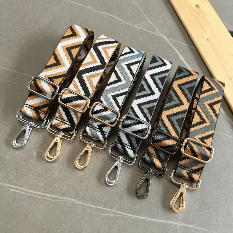 Bag straps, one-shoulder cross-body, extended and versatile, new canvas cross-border straps, geometric patterns, wide-band women's bag accessories