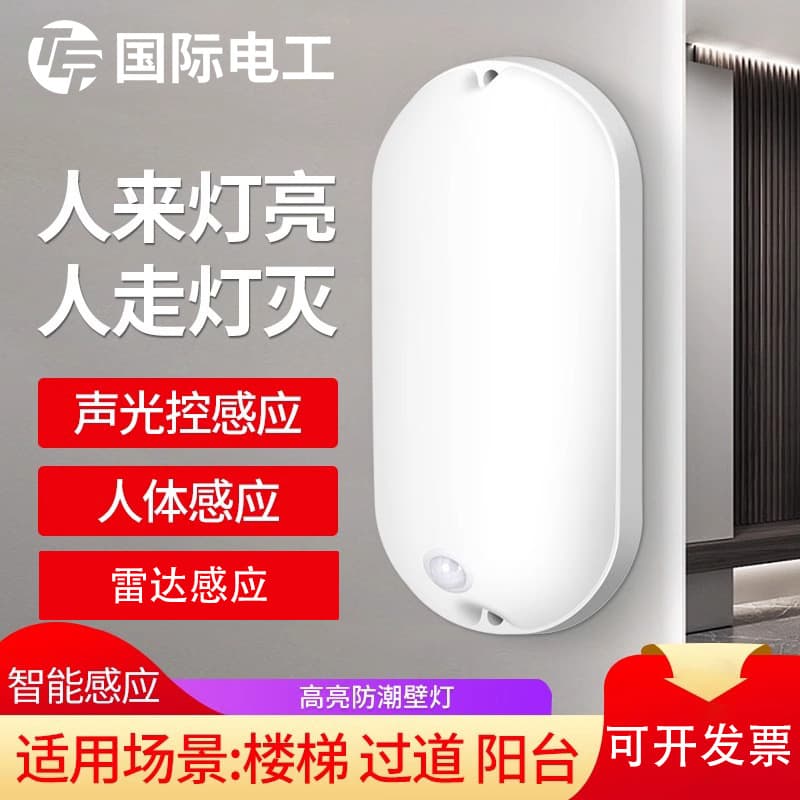Smart Human Sensor Wall Light Corridor Courtyard Radar Sound and Light Control Automatic Sensor Three-proof Lighting