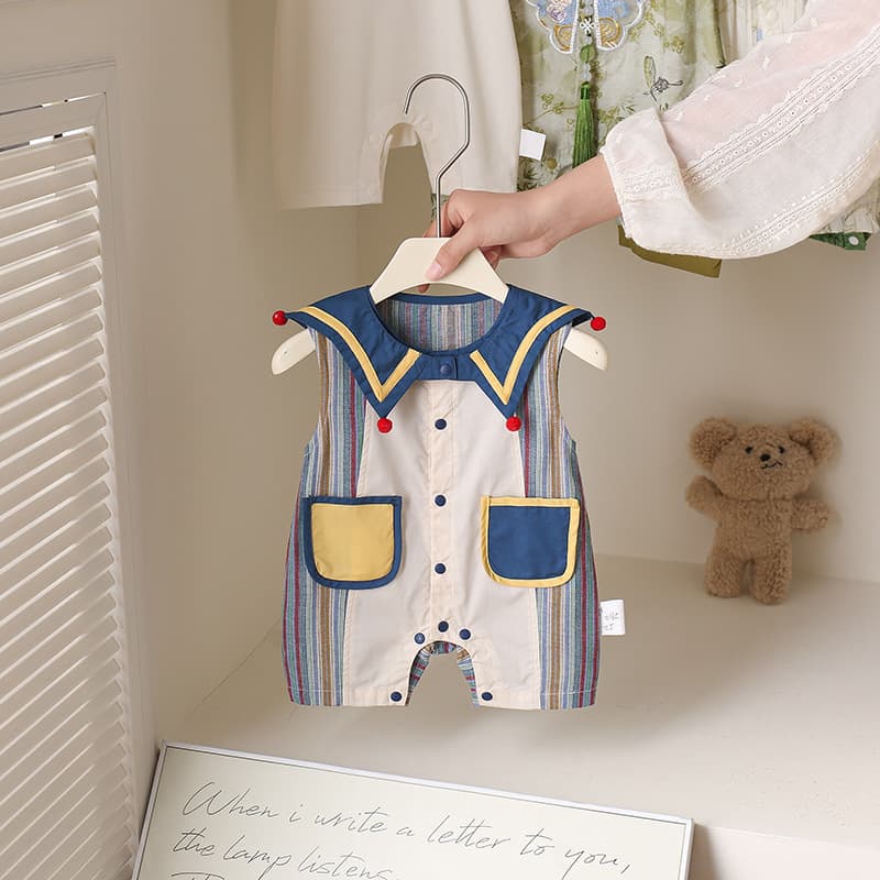 Summer Baby Romper Cute Cartoon Newborn Sleeveless Bodysuit Thin Clown Style Crawling Suit