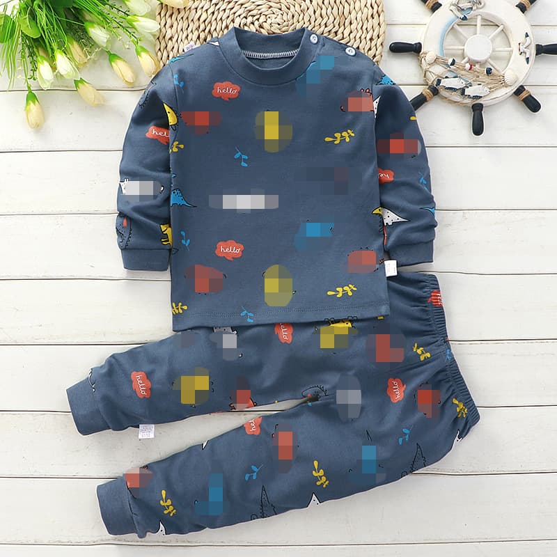 Children's Spring and Autumn Underwear Set Cotton Thermal Top and Bottom for Boys and Girls Baby Pajamas Loungewear Wholesale