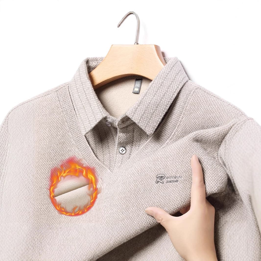 Hot Selling Drop Shipping Men's Two-Piece Chenille Warm T-Shirt Middle-Aged Fleece-Lined Thick One-Piece Sweater Base Layer