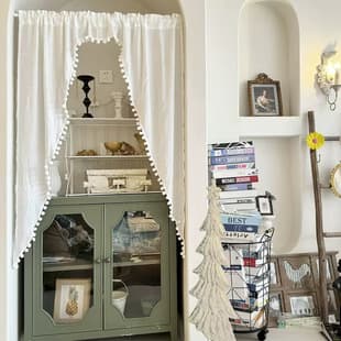 Southern French Long Valance Half Curtain, American Style Kitchen Curtain Door Curtain, Rod Pocket