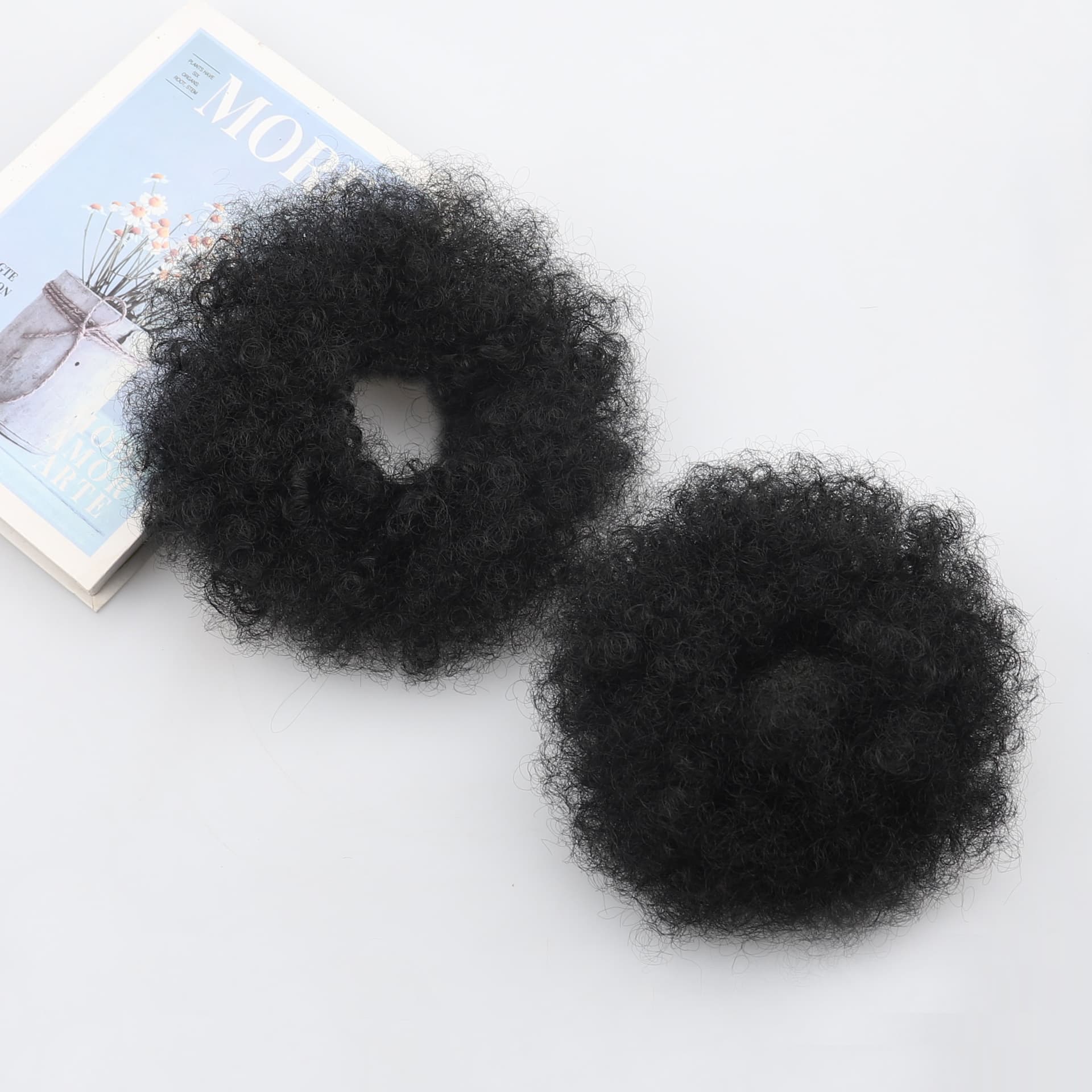 African Explosion Hair Ring Black Fluffy Curly Hair Ring Ball Head Coil Hair Ring Foreign Trade Chemical Fiber Coil Hair Ring