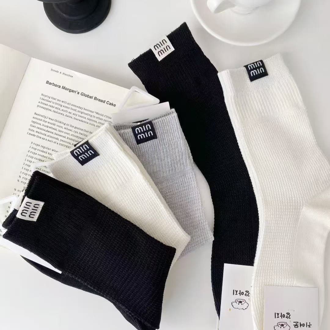 Spring and Summer New High Tube Socks for Women Casual Modern Style Accessories Long Cotton Socks Cloth Label Socks Decorative Socks Stacking Socks