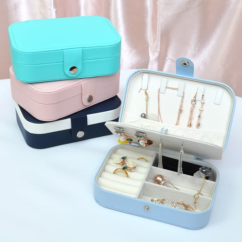 Jewelry Double Layer Jewelry Box Large Capacity Jewelry Box Earring Necklace Ring Double Layer Jewelry Storage Box PU Jewelry Box