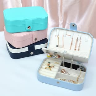 Jewelry Double Layer Jewelry Box Large Capacity Jewelry Box Earring Necklace Ring Double Layer Jewelry Storage Box PU Jewelry Box