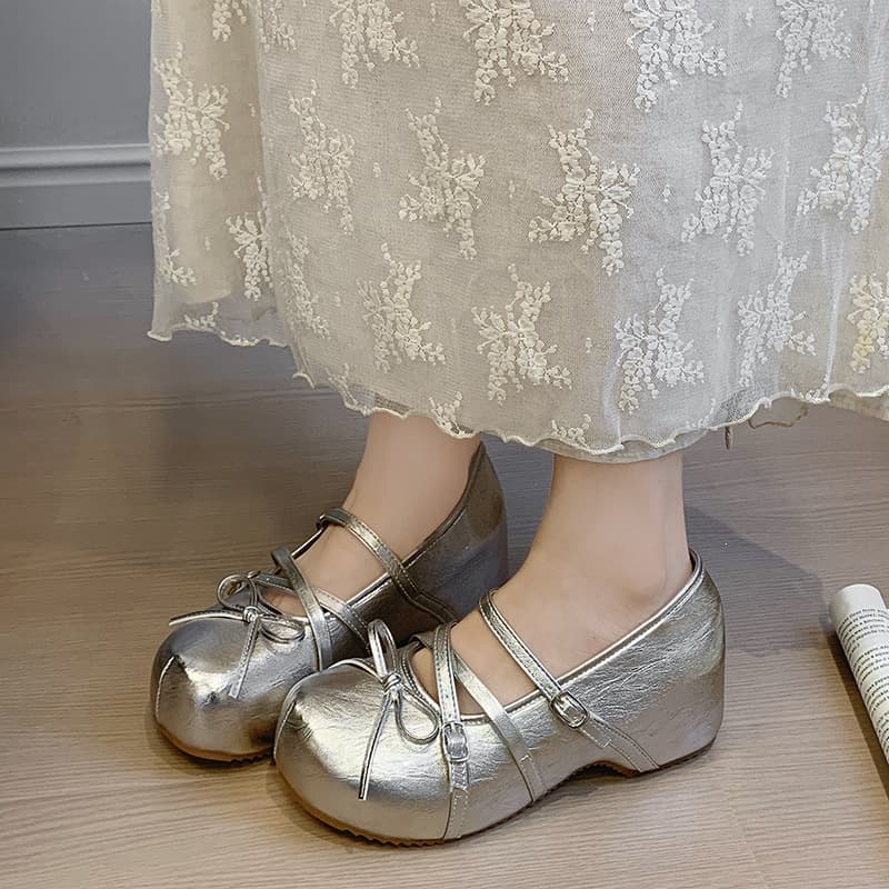 Vintage Raised Insole 5cm Mary Jane Women's Shoes 2026 Autumn New Ultra Soft Non-Tiring Matching Dress French Ballet Flats