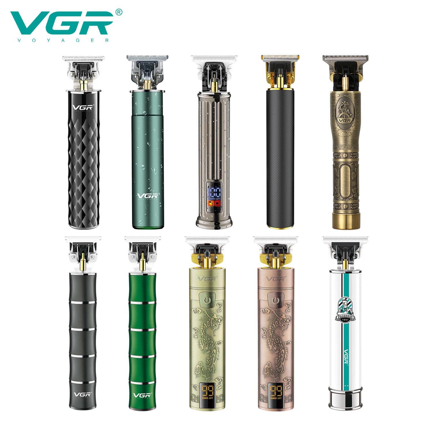VGRT9 Hair Clipper Bald Head Electric Trimmer Carving Trace Shaving Razor Rechargeable Stainless Steel Blade Universal Use