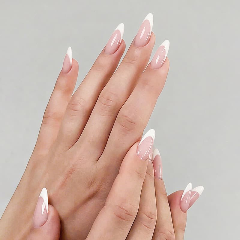 Cross-border handmade press-on nails wholesale 24 pieces medium-long nail tips heart bow French false nails manicure