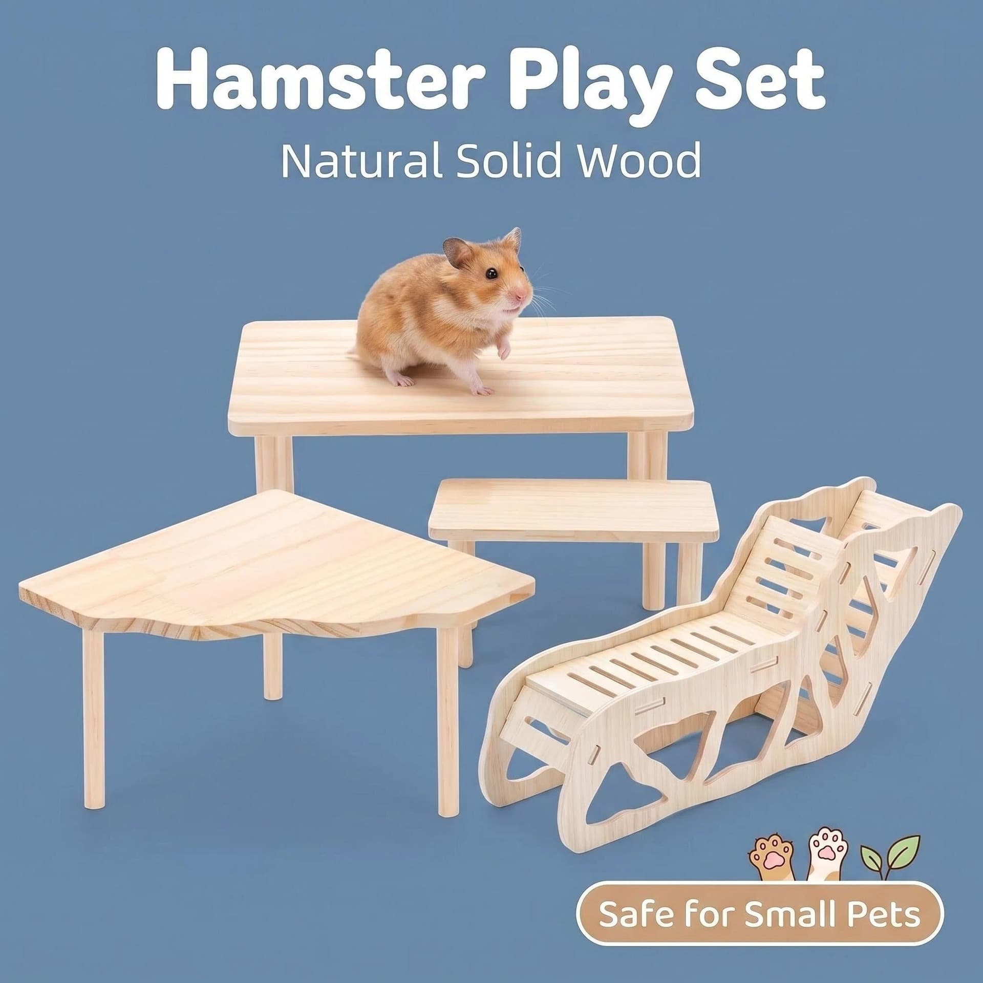 Cross-Border Bestseller Hamster Toy Set Wooden Hideout Platform Scenery Combination Full Hamster House