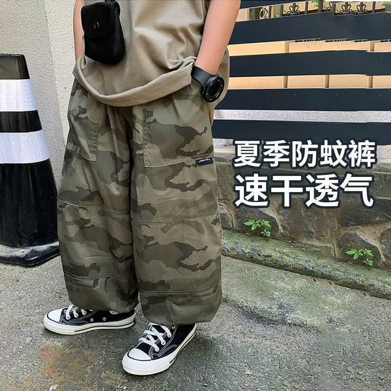 2025 Boys' Summer Quick-drying Pants Children's Summer Sports Thin Style Medium and Large Children's Casual Loose Versatile Anti-mosquito Pants Trendy