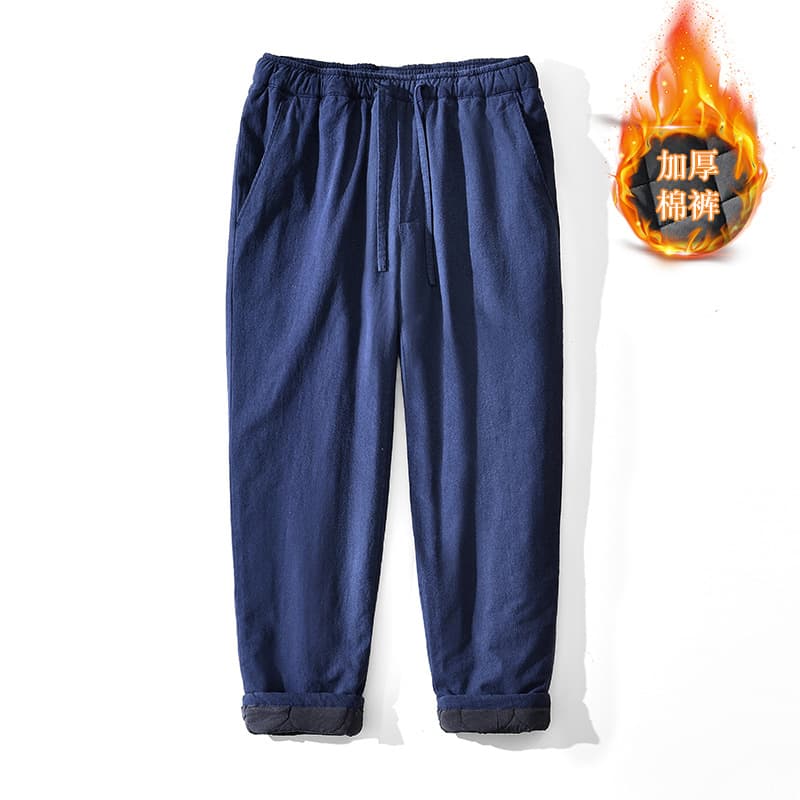 L8247 Thickened Cotton Pants Quilted Casual Pants Loose Cotton Straight-Leg Warm Cold-Resistant Trousers Drop Shipping