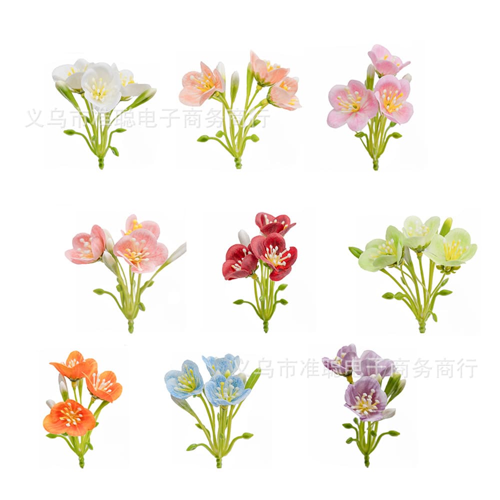Cross-border Simulation Small Flower Three-Fork Jasmine Artificial Fake Flower Small Plum Blossom DIY Gift Box Accessories Shoe Hat Clothing Accessories