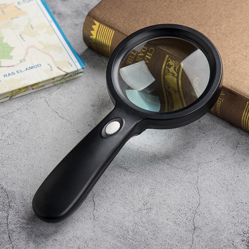 Factory Direct Sales Supply of 12 LED Light Handheld Magnifying Glasses for Elderly and Students, High-Definition High-Magnification Glass for Reading