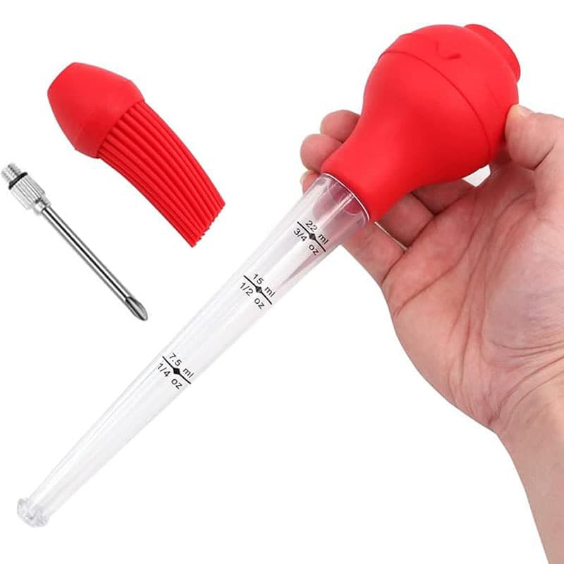 Cross-border Direct Supply 5-Piece Set Turkey Needle Silicone Turkey Seasoning Pump BBQ Tools Drip Oil Tube with Brush Chicken Pump