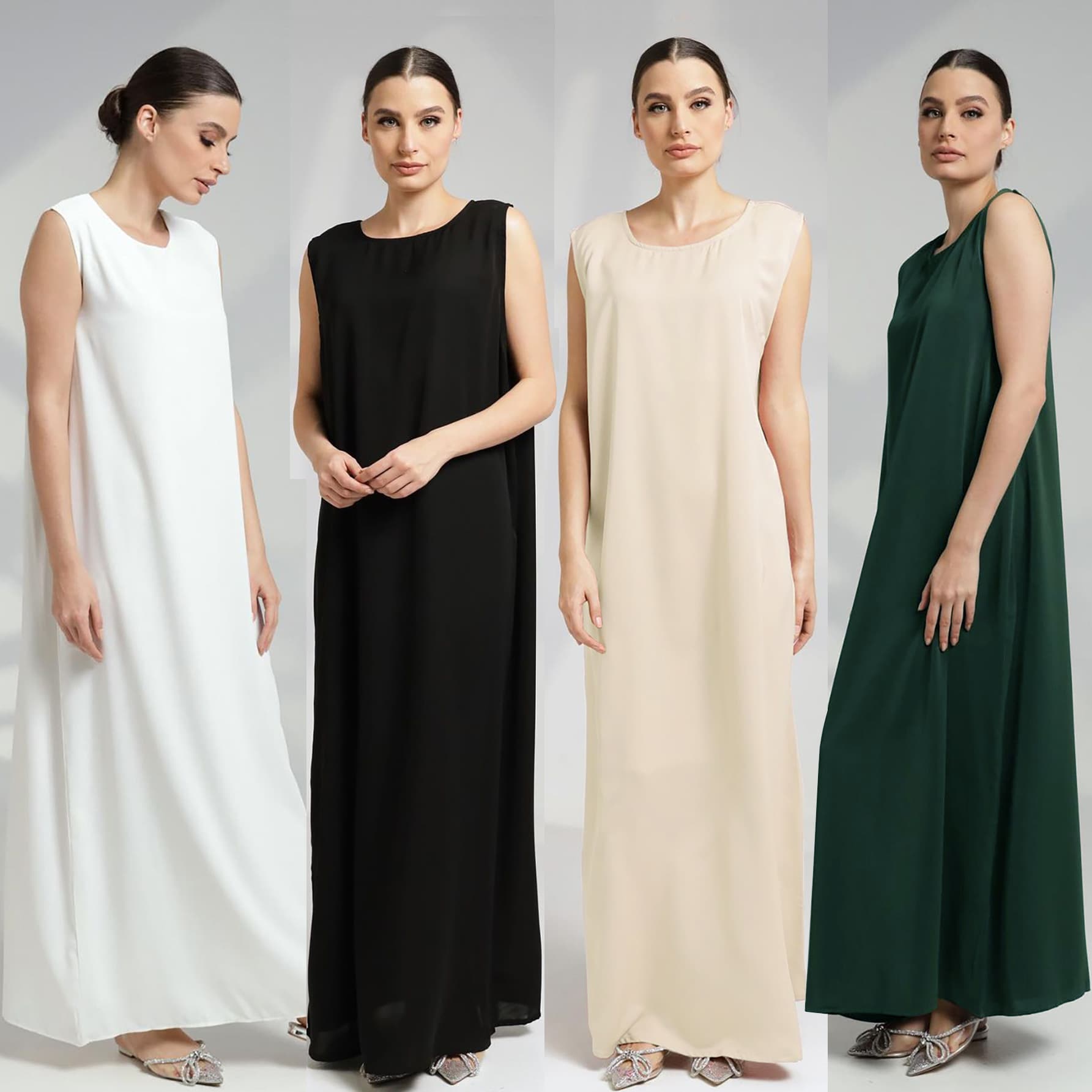 M269# Cross-border Women's Abaya Base Inner Vest Dress Loose Long Sleeveless Dress Drop Shipping