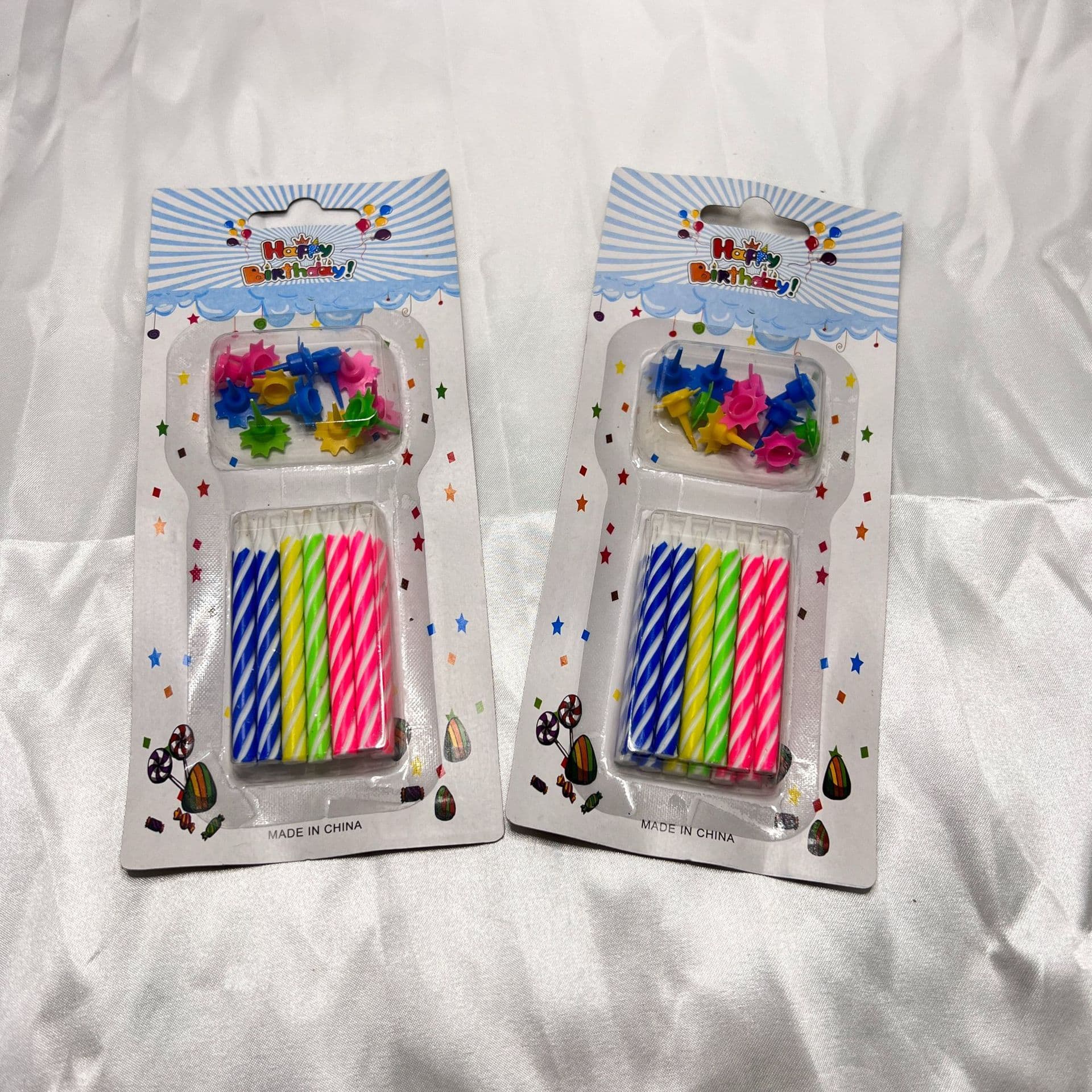 White card colorful small three-point drop flower creative birthday cake candle wholesale birthday party colorful spiral candle