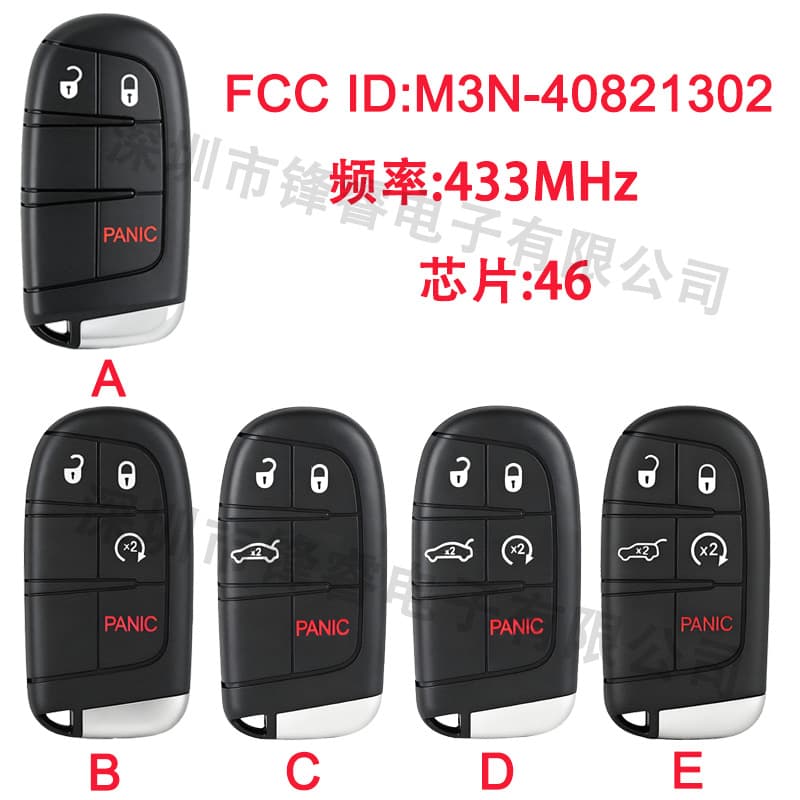 For Chrysler 2/3/4 + 1 Key Remote Control Car Key 46 Chip 433 Frequency M3N-40821302