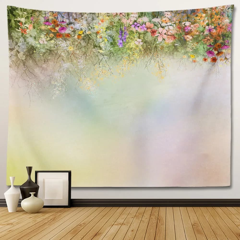 Tapestry Wall Hanging Colorful Flower Psychedelic Wall Bohemian Decorative Tapestry Cute Girl Room Bedroom Living Room Decor