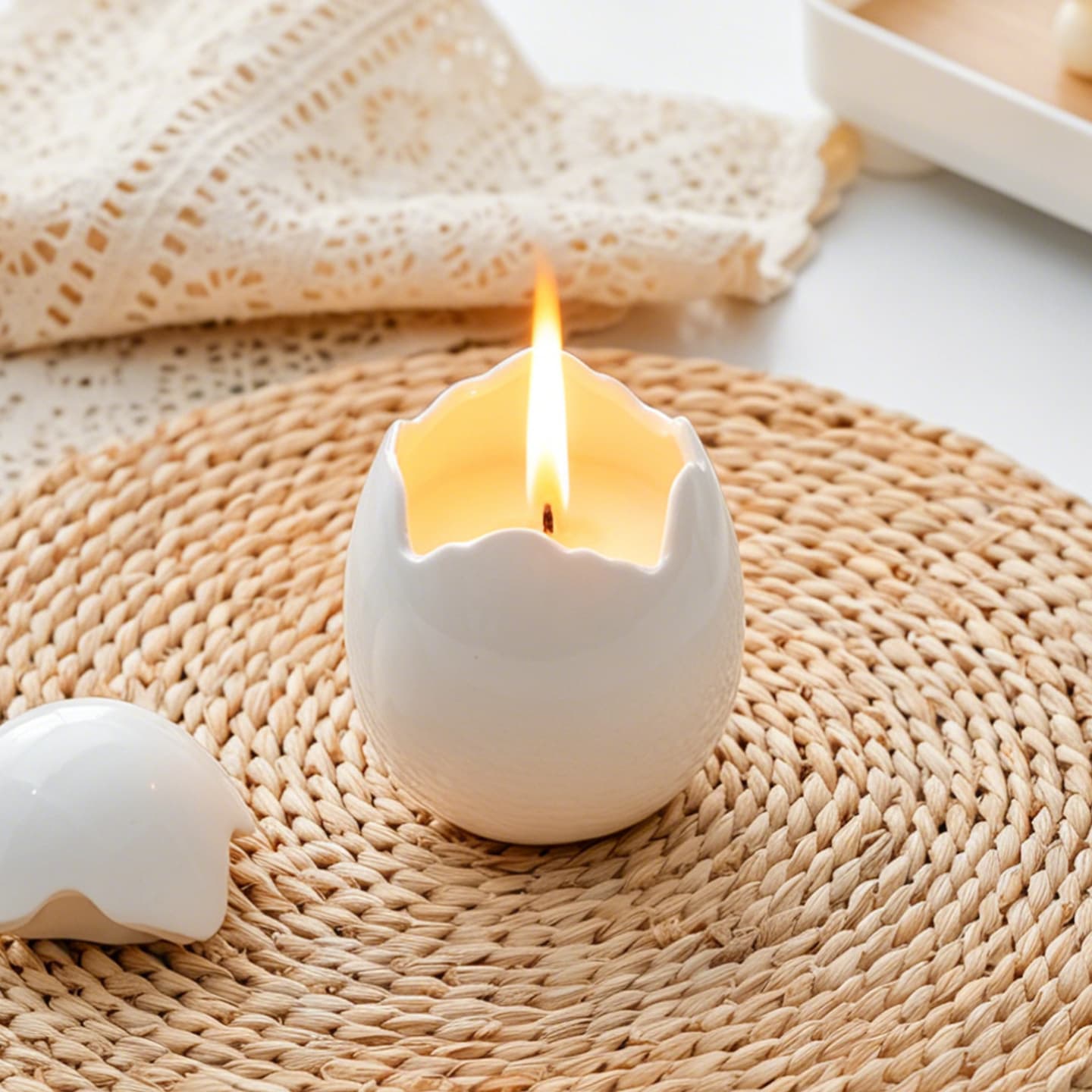 Cross-border eggshell ceramic candle cup birthday souvenir candle holder high-end aromatherapy candle cup ornament candle empty cup