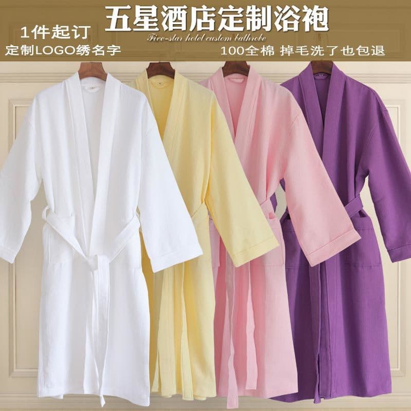 Cotton Bathrobe Cotton Waffle Bathrobe Custom Logo Embroidery Beauty Salon Hotel Bathrobe Bath Towel Manufacturer