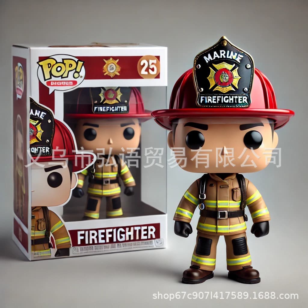 Cross-border New Creative Resin Ornament Firefighter Peripheral Figurine Desktop Collectible Cartoon Character Ornament Decoration