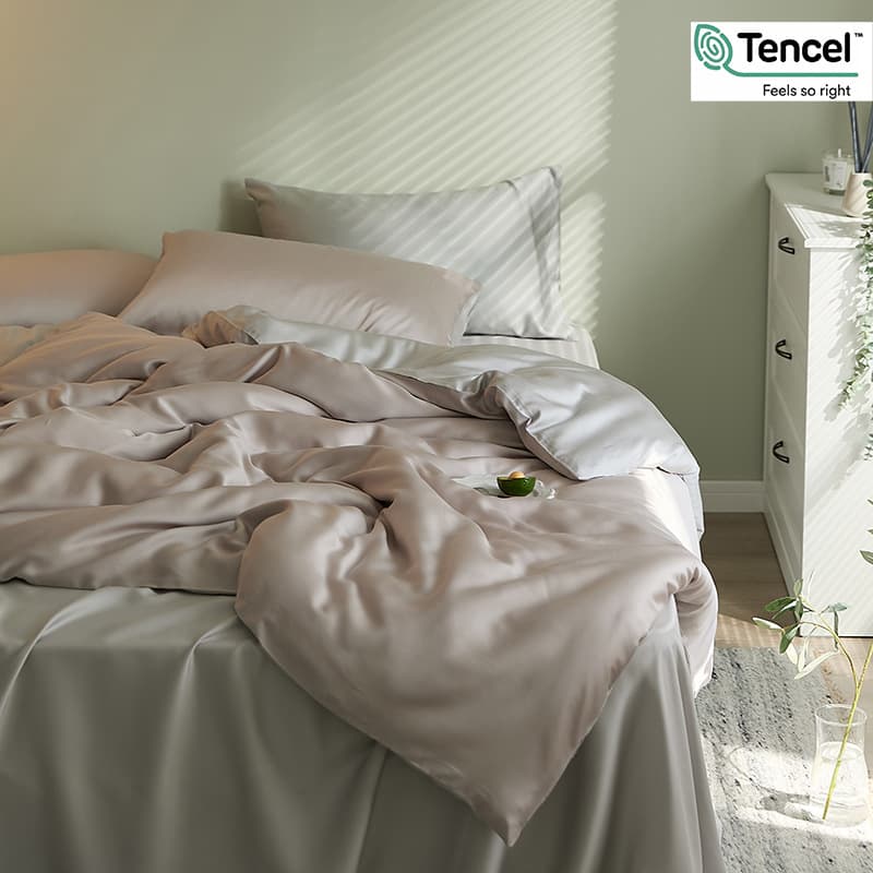 60S Lenzing Tencel Four-Piece Set, Simple Solid Color Silky Cooling Bedsheet, Duvet Cover, Bare Sleeping Four-Piece Bedding Set