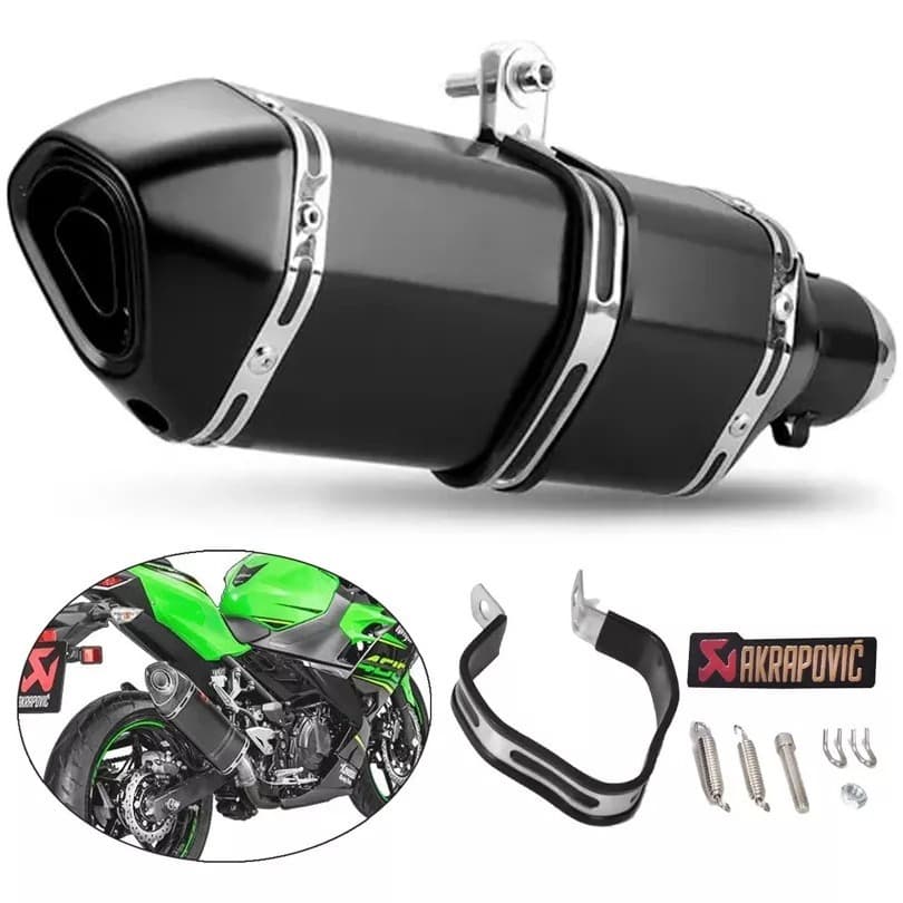 Mercado All Black Fuxi Kawasaki Modified Motorcycle Exhaust Pipe Stainless Steel Small Hexagon Exhaust Pipe Motorcycle Parts